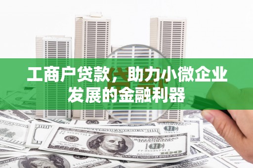 开福工商户贷款，助力小微企业发展的金融利器