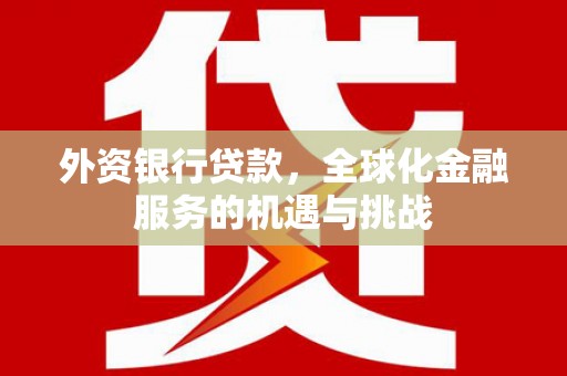 开福外资银行贷款，全球化金融服务的机遇与挑战